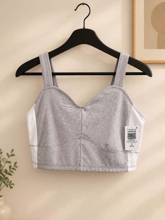 torrid Other - torrid Gray & White Cropped Tank Bralette with Sweetheart Neckline